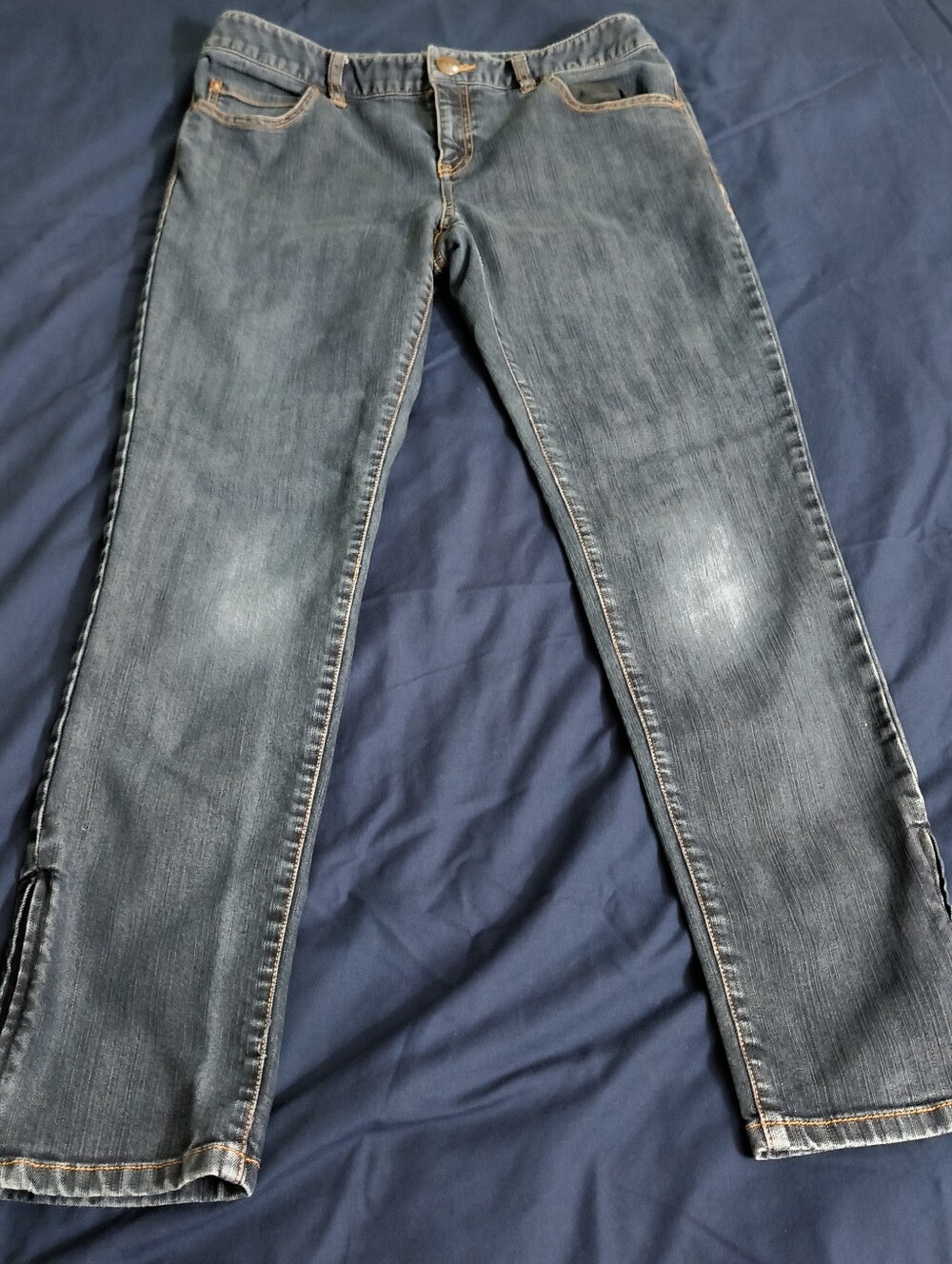 INC International Concepts Slim Straight Dark Blue Jeans Zip Up Ankle Sz 6P